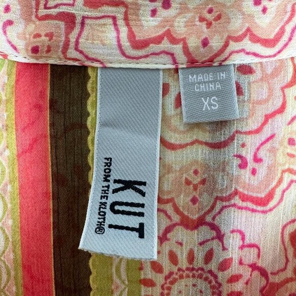 Kut from the Kloth Shirt button up floral Size XS Sheer Long Sleeve - Picture 10 of 13